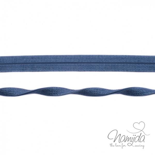 1 MTR. ♥ Elastisches Einfassband JACQUARD - Jeans - 20mm - Glänzend ♥