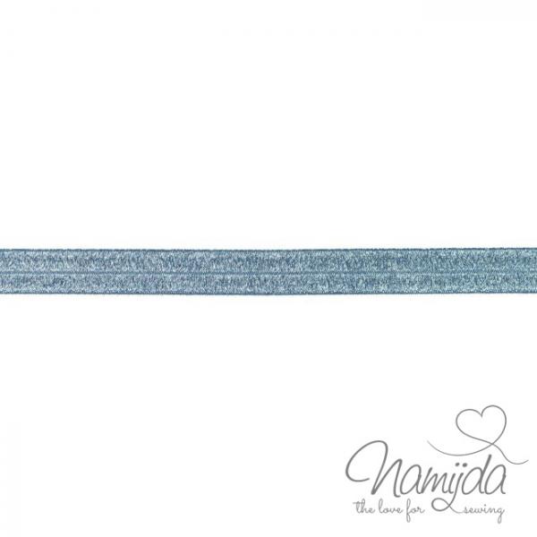 1 MTR. ♥ XL Elastisches Einfassband - GLITTER Jeans - Falzgummi 20mm ♥