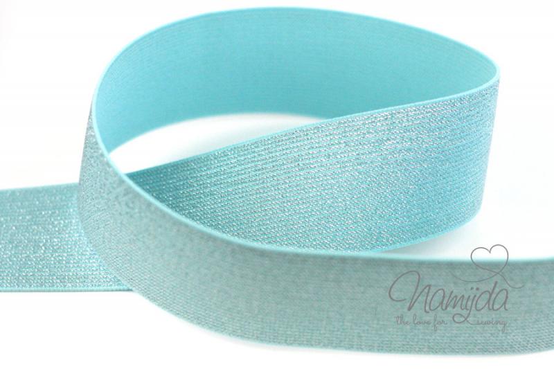 1 MTR.Glamour Glitzer Gummiband 50mm Mint