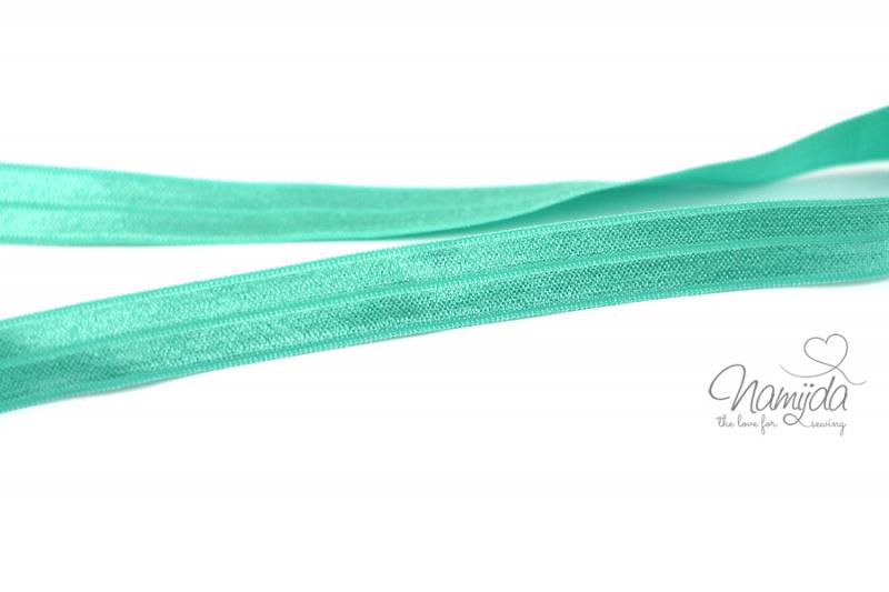 1 MTR. ♥ Elastisches Einfassband - Mint -  Falzgummi - Glänzend ♥