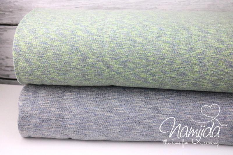 0,5 MTR. MuLTICOLOUR SoMMERSWEAT LIME GRAU meliert - EXTRA BREIT 175cm