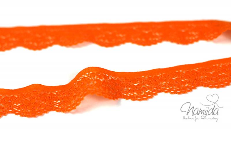 1 MTR. ♥Elastische Spitzeborte - 2,5 cm - Orange ♥