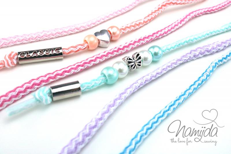 1 MTR. ♥ PASTELL Zickzack Kordel Flieder/Weiss - 5mm ♥