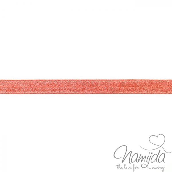 1 MTR. ♥ XL Elastisches Einfassband - GLITTER Rot - Falzgummi 20mm ♥