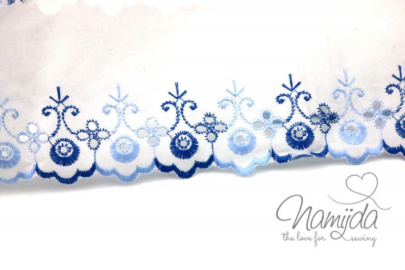 ♥1 Mtr. WÄSCHESPITZE SHABBY BLUE - 8cm ♥