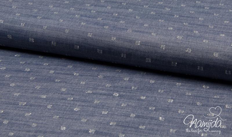 0,5 MTR. VISKOSE JEANS  JACQUARD SILBER