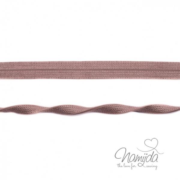 1 MTR. ♥ Elastisches Einfassband JACQUARD - Taupe - 20mm - Glänzend ♥