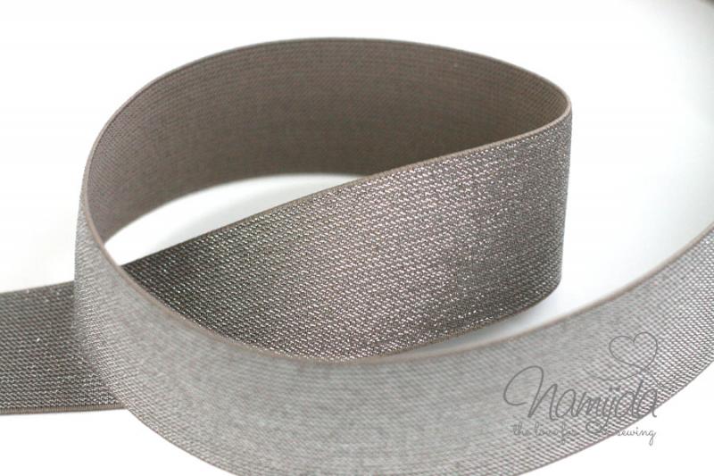 1 MTR.Glamour Glitzer Gummiband 50mm Taupe