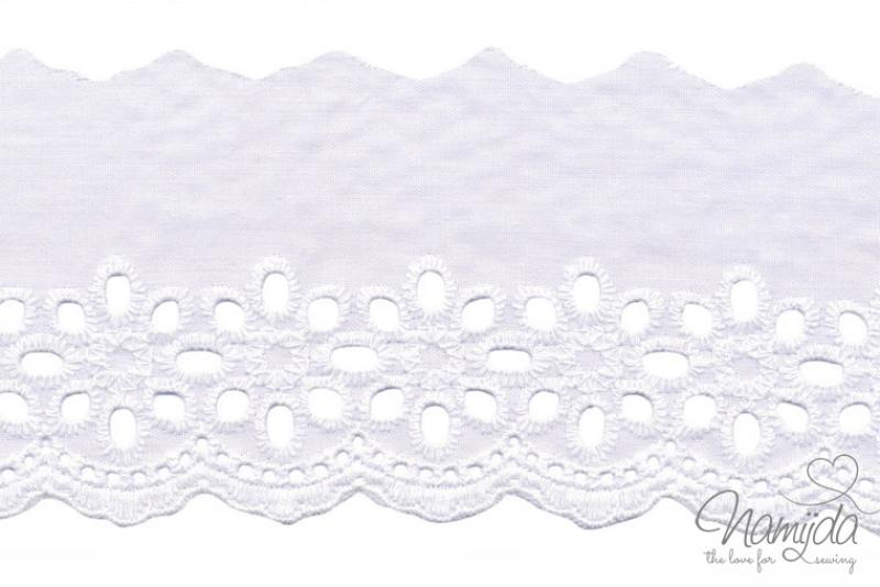 ♥1 Mtr. Wäschespitze - XXL Blütentraum 8cm - Weiss ♥