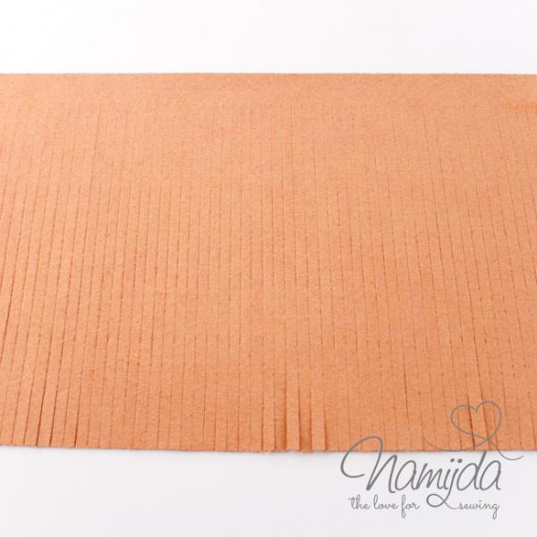 1Mtr. ♥XL Kunstleder Fransenband APRICOT - 12cm ♥