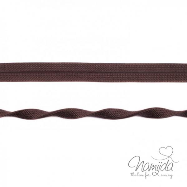 1 MTR. ♥ Elastisches Einfassband JACQUARD - Braun - 20mm - Glänzend ♥