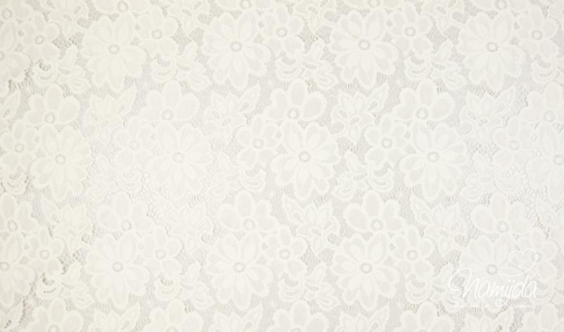 0,50 MTR. ♥ Elastische Spitze SoMMERBLUMEN - Creme - Spitzenstoff ♥