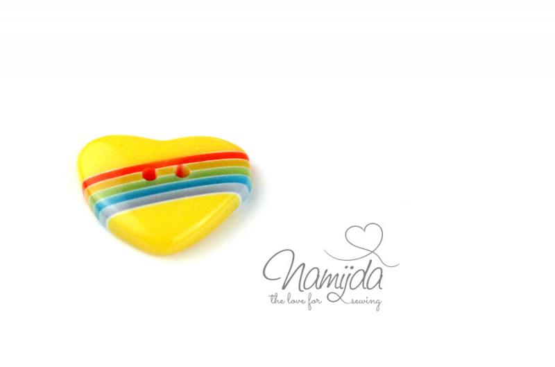 1 Stück ♥ RAINBOW HEART KnoPF GELB - 20mm ♥