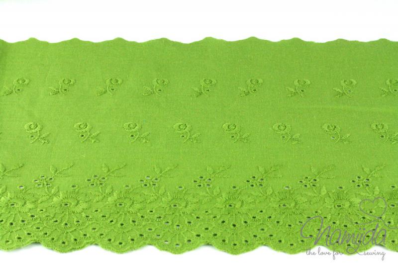 ♥1 Mtr. Wäschespitze -XXL GREEN FLOWERS 17,5cm ♥