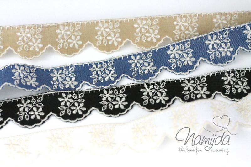 ♥1 Mtr. Wäschespitze ♥ Shabby Style - SCHWARZ - 2,2cm ♥