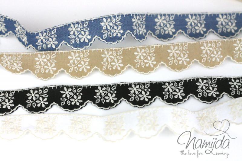 ♥1 Mtr. Wäschespitze ♥ Shabby Style - SCHWARZ - 2,2cm ♥