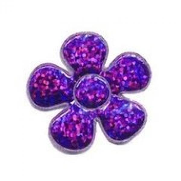 4 Stck. GLITTER Blumen Applikationen - 3,5cm - LiLA