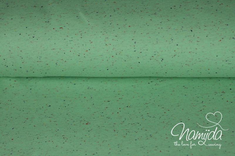 0,5 MTR.Kuschliger COSY SWEAT MINT - bunte Tupfen - Farbeffekte