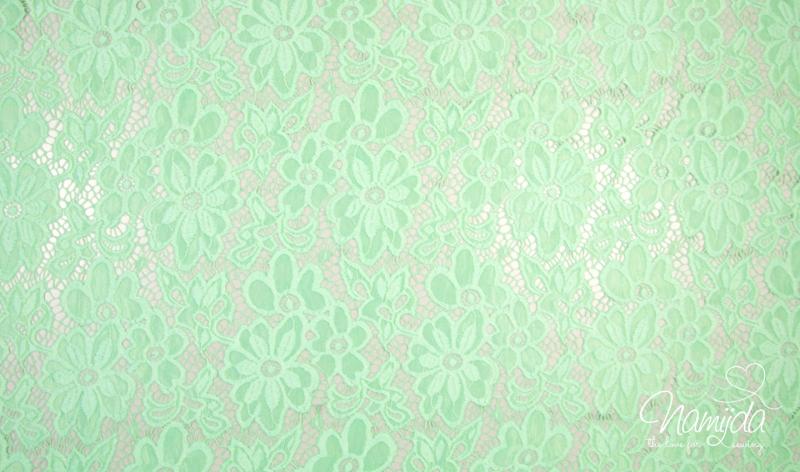 0,5 MTR. ♥ Elastische Spitze SoMMERBLUMEN - Mint - Spitzenstoff ♥