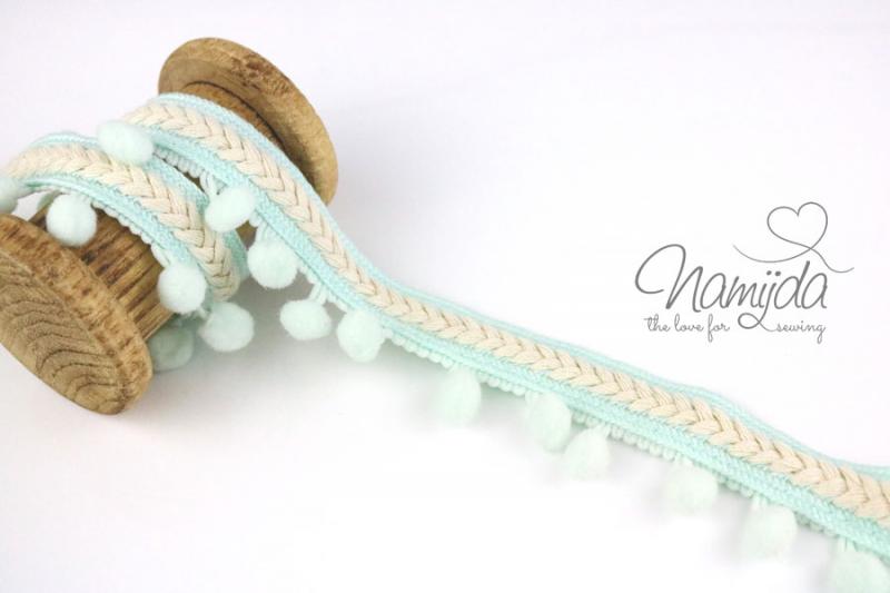 1 MTR. ♥ PoMPoM Bommelborten Zopfmuster Band - MiNT ♥