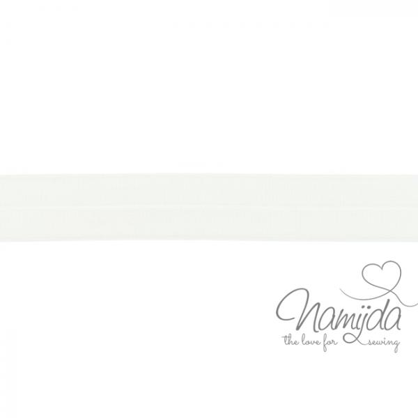 1 MTR. ♥ Elastisches Einfassband MATT - NATUR WeiSS - 20mm ♥