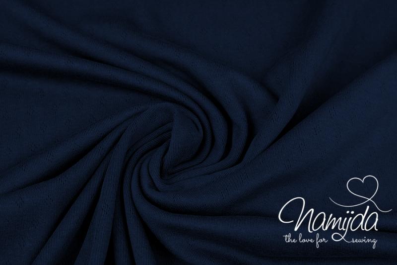 0,5 MTR. ♥ BAUMWOLLJERSEY POINTOILLE Lochstickerrei NaVY ♥