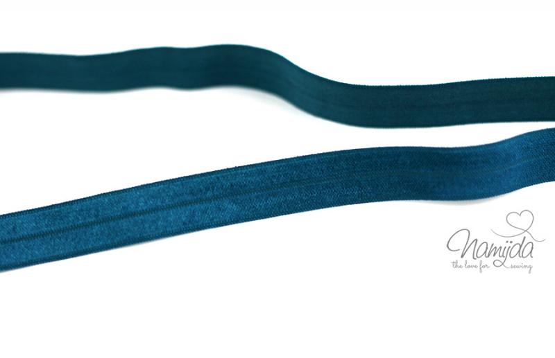 1 MTR. ♥ Elastisches Einfassband - Petrol - Falzgummi - Glänzend ♥