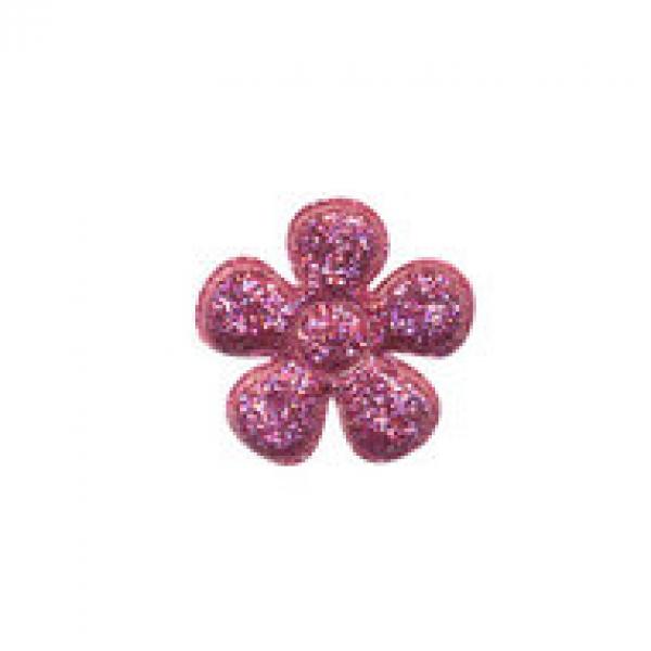 4 Stck. MiNi GLITTER Blumen Applikationen - 2cm - PiNK