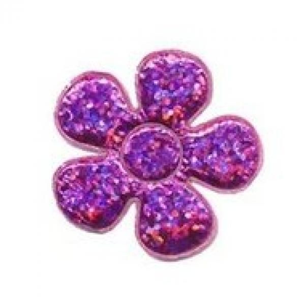 4 Stck. GLITTER Blumen Applikationen - 3,5cm - PiNK