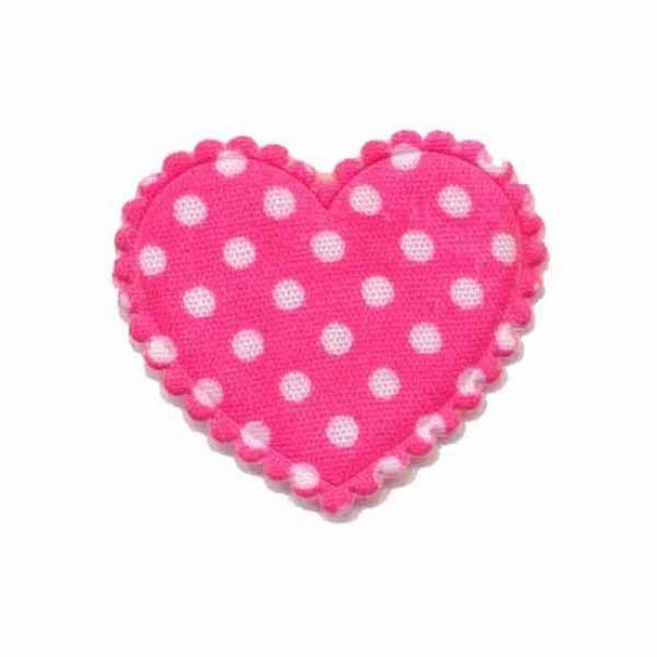 4 Stck. ♥ HERZ Applikationen PINK gepunktet - 3,5cm ♥