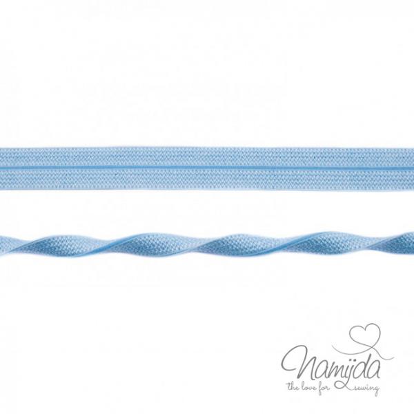 1 MTR. ♥ Elastisches Einfassband JACQUARD - Puder Blau - 20mm - Glänzend ♥