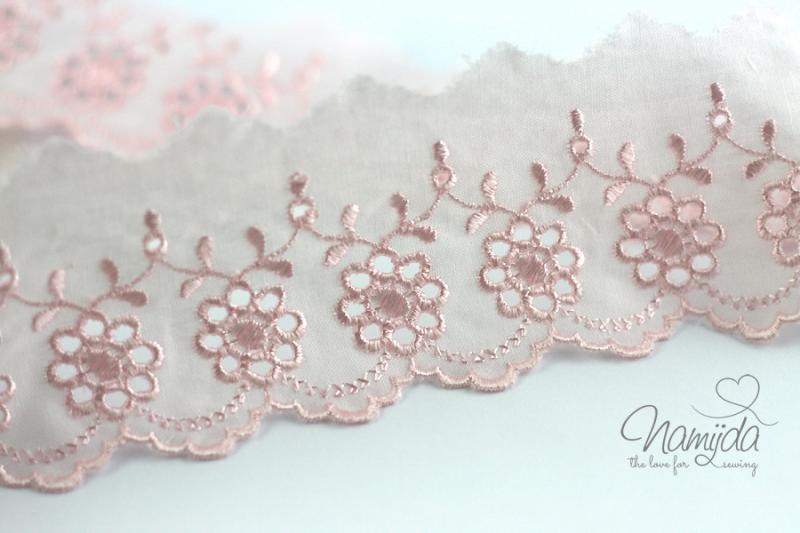 ♥1 Mtr. Wäschespitze - BLUMENRANKE - 6cm - ROSE´ ♥