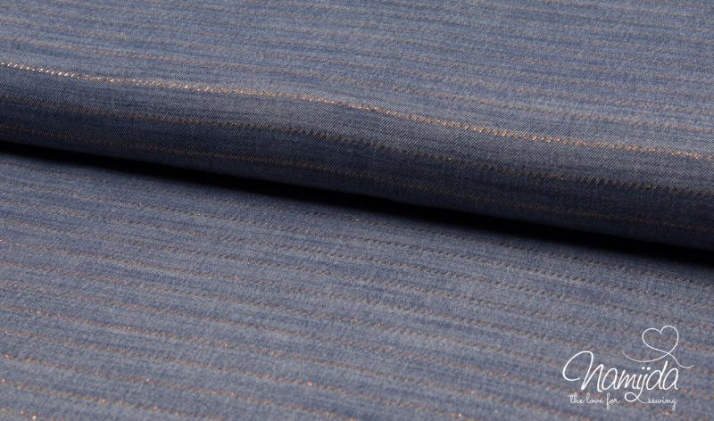 0,5 MTR. VISKOSE JEANS  STRIPES ROSEGOLD