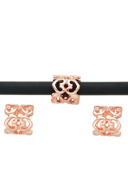 3 Stück ♥ Schiebeperlen Metall Perlen Herzchen Rosegold - 8mm ♥