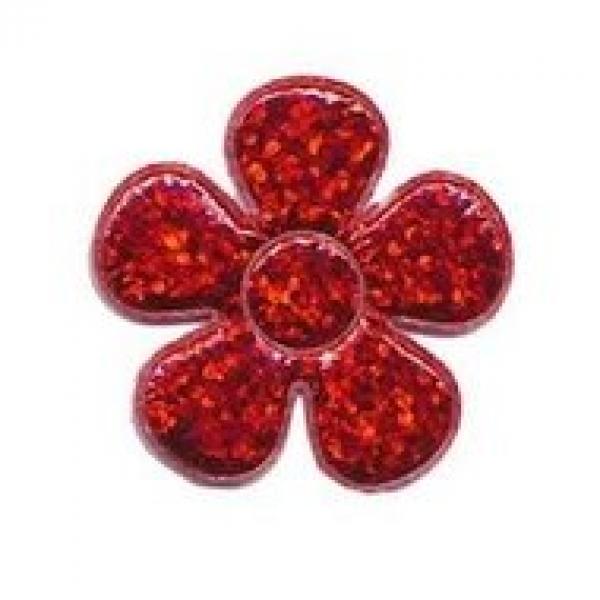 4 Stck. GLITTER Blumen Applikationen - 3,5cm - RoT