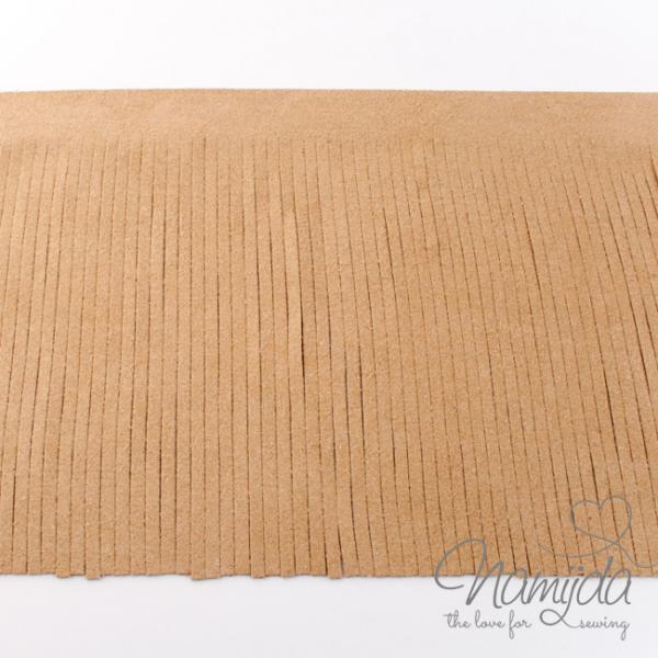 1Mtr. ♥XL Kunstleder Fransenband SAND - 12cm ♥