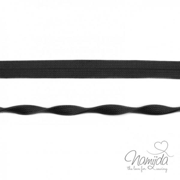 1 MTR. ♥ Elastisches Einfassband JACQUARD - Schwarz - 20mm - Glänzend ♥