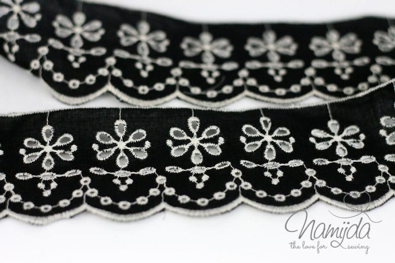 ♥1 Mtr. Wäschespitze ♥ Shabby Style - SCHwARZ - 5,5cm ♥