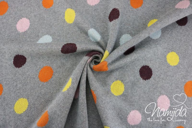 0,5 MTR. ♥ BAUMWOLL STRICK – DOTS  HeLLGRau ♥