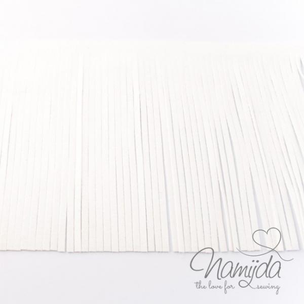 1Mtr. ♥XL Kunstleder Fransenband WEISS - 12cm ♥