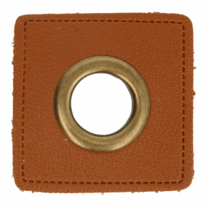 1 STÜCK KuNSTLEDER ÖSEN Patch BRAUN - 14mm - BRONZE