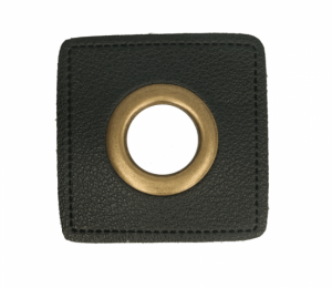 1 STÜCK KuNSTLEDER ÖSEN Patch SCHWARZ - 8mm - BRONZE