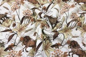 0,5 MTR. WILD HORSES and FLOWERS - Natur/Braun ♥