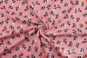 0,5 MTR. ♥ BAUMWOLLJERSEY ROSES POINTOILLE - ROSA Lochstickerrei ♥