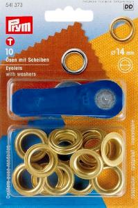 10 PRYM Ösen mit Scheiben - EYELETS - 14mm - Gold 541373