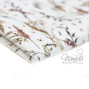 0,5 MTR.  AQUARELL HERBSTBLuMEN TAUPE - JERSEY