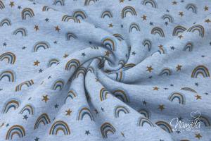 0,5 MTR. ♥ KuSCHLIGER ALPENFLEECE RAINBOW - SENF/JEANS Meliert ♥