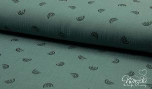 0,5 MTR. ♥ COLOURED REGENBOGEN  MuSSELIN - DuSTY MINT - DouBLE GAUZE ♥