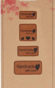 1 Stück - KuNSTLEDER LABEL SET HANDMADE WITH LOVE - 4-TEILIG