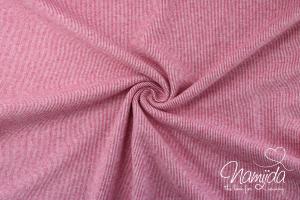 0,5 MTR. ♥ SOFT RIPP INTERLOCK JERSEY - PINK MELANGE - SUPER WEICH ♥